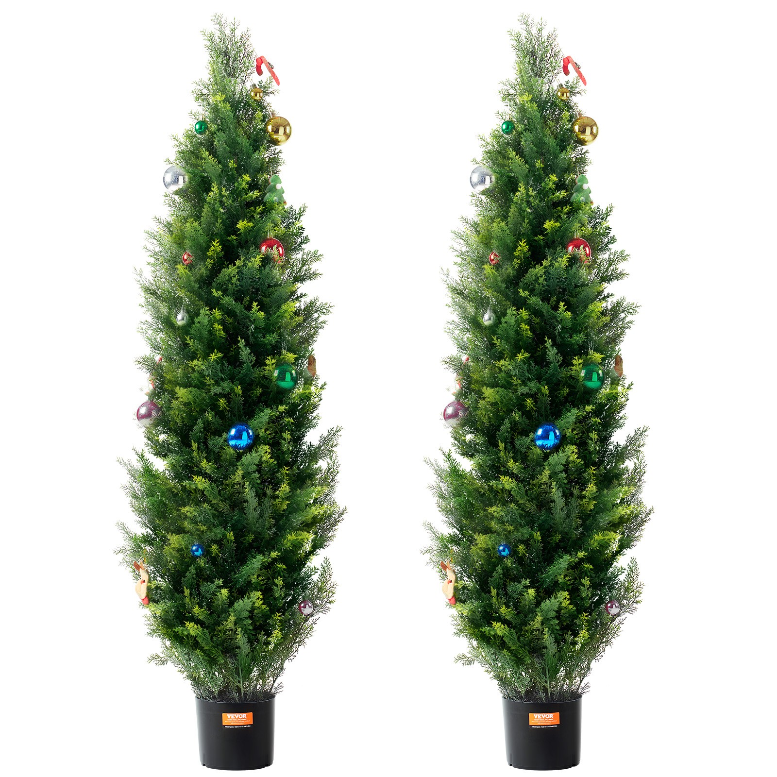 2 Pack 5ft Artificial Cedar Topiary Tree Plant UV Home Decor In/Outdoor