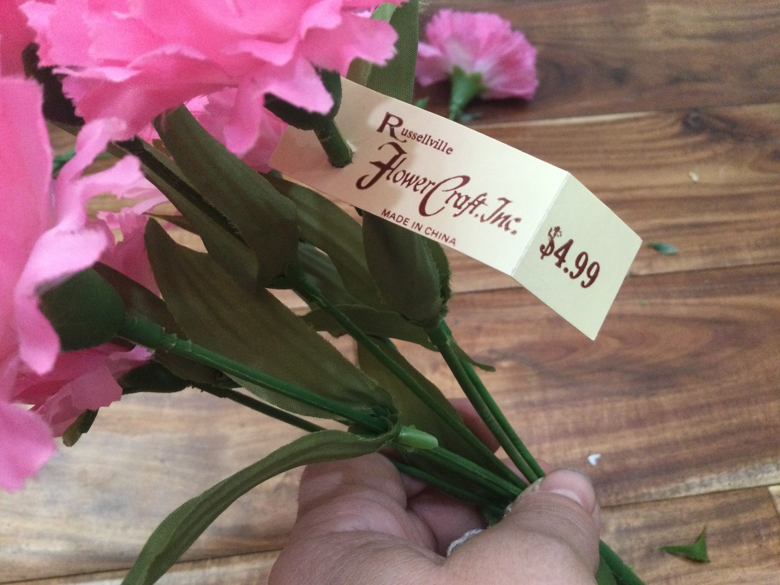 Garden Pink Silk Floral Arrangement in a Woven Basket carnations roses daisy