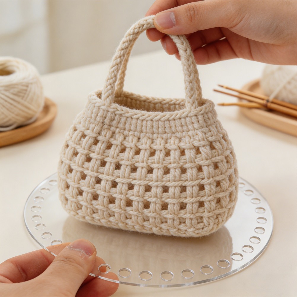 10Pcs Durable Acrylic Round Base for Crochet Bags DIY Transparent Weaving Board