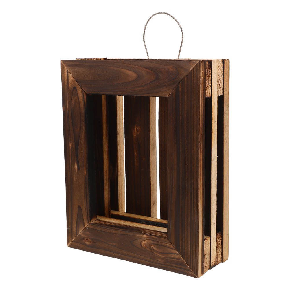 Natural Wood Vertical Wall Mounted Orchid Planter with Staghorn Fern Mount Frame