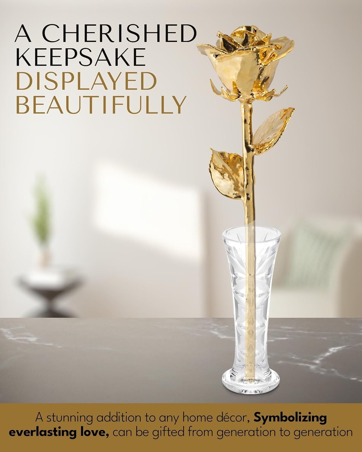 Unique 24K Gold Rose in Glass Vase – Timeless Keepsake for Anniversaries & More