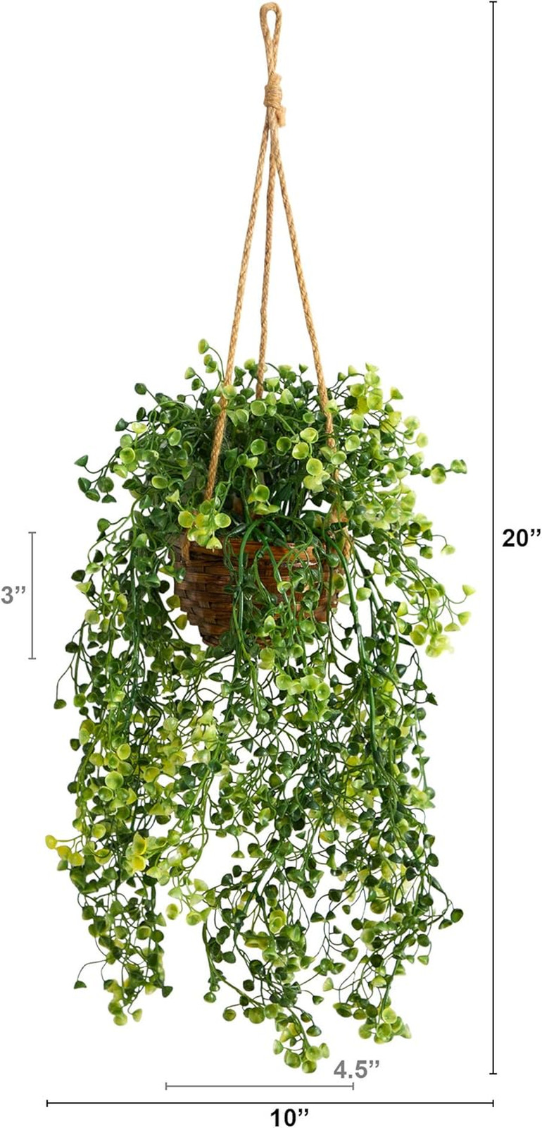 20in. Baby Tear Artificial Plant in Hanging Basket