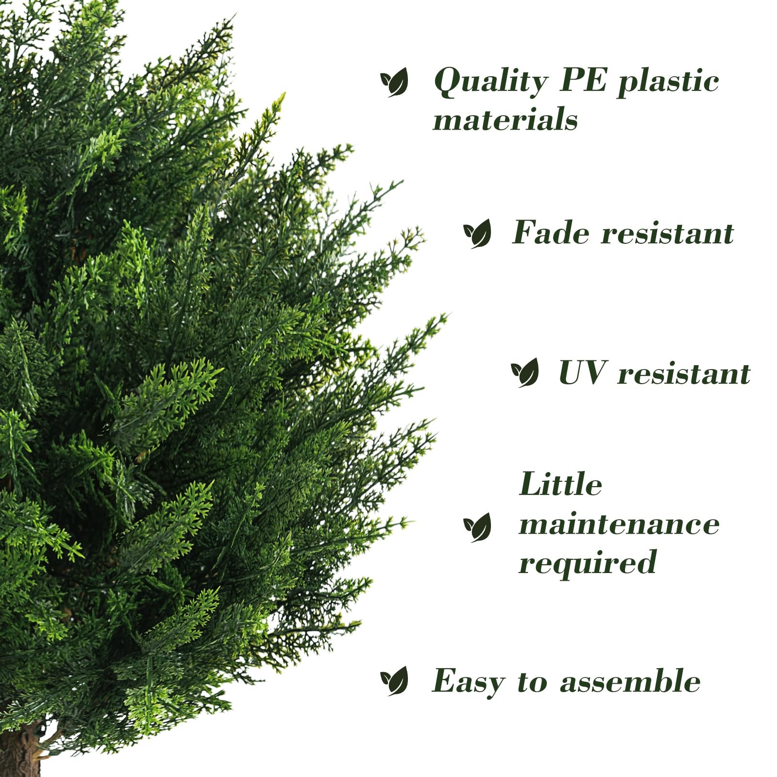 Chillchard 21″ Artificial Cypress Topiary Outdoor Plants with Spike, 2 Pack F…