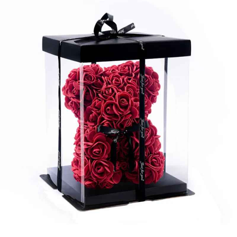 Wedding Rose Teddy Bear With Box For Women Valentines Girlfriend Birthday Gifts