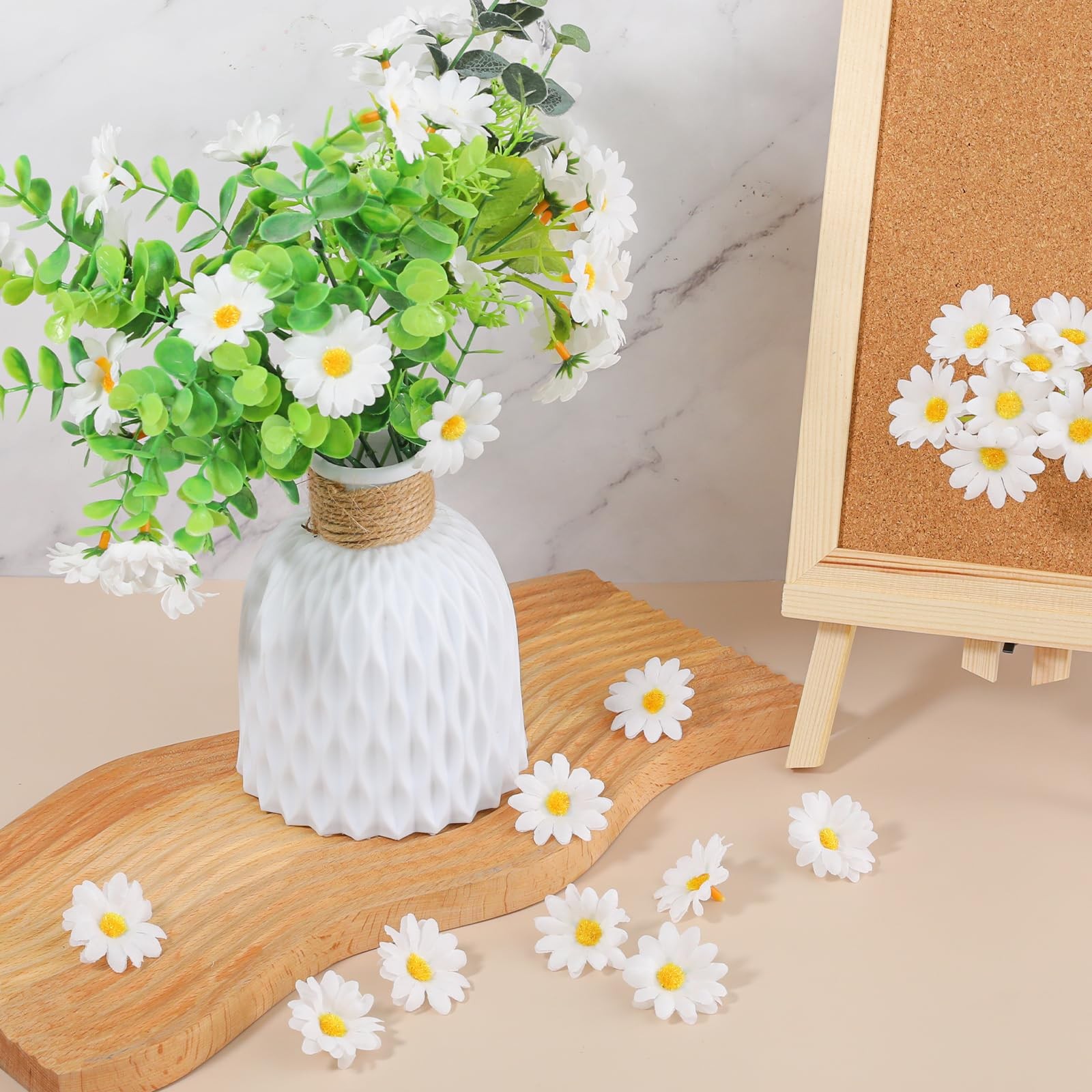 100Pcs Fabric Daisy Flower Head, 1.5 Inch Artificial Gerbera Daisy Artificial…