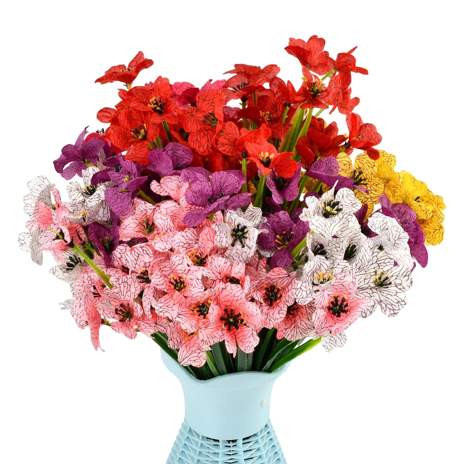 6 Bundles Artificial Violet Flowers, UV Resistant Faux Plastic Silk Flowers, …