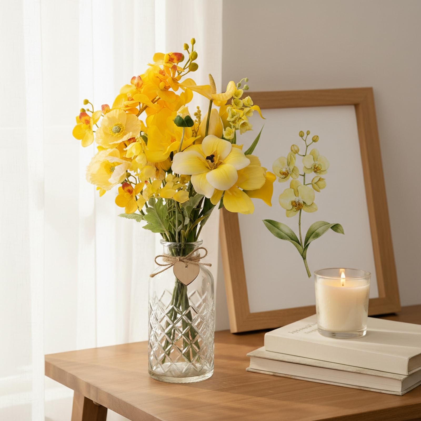 Artificial Silk Flowers Yellow Faux Floral Centerpieces For Wedding Home