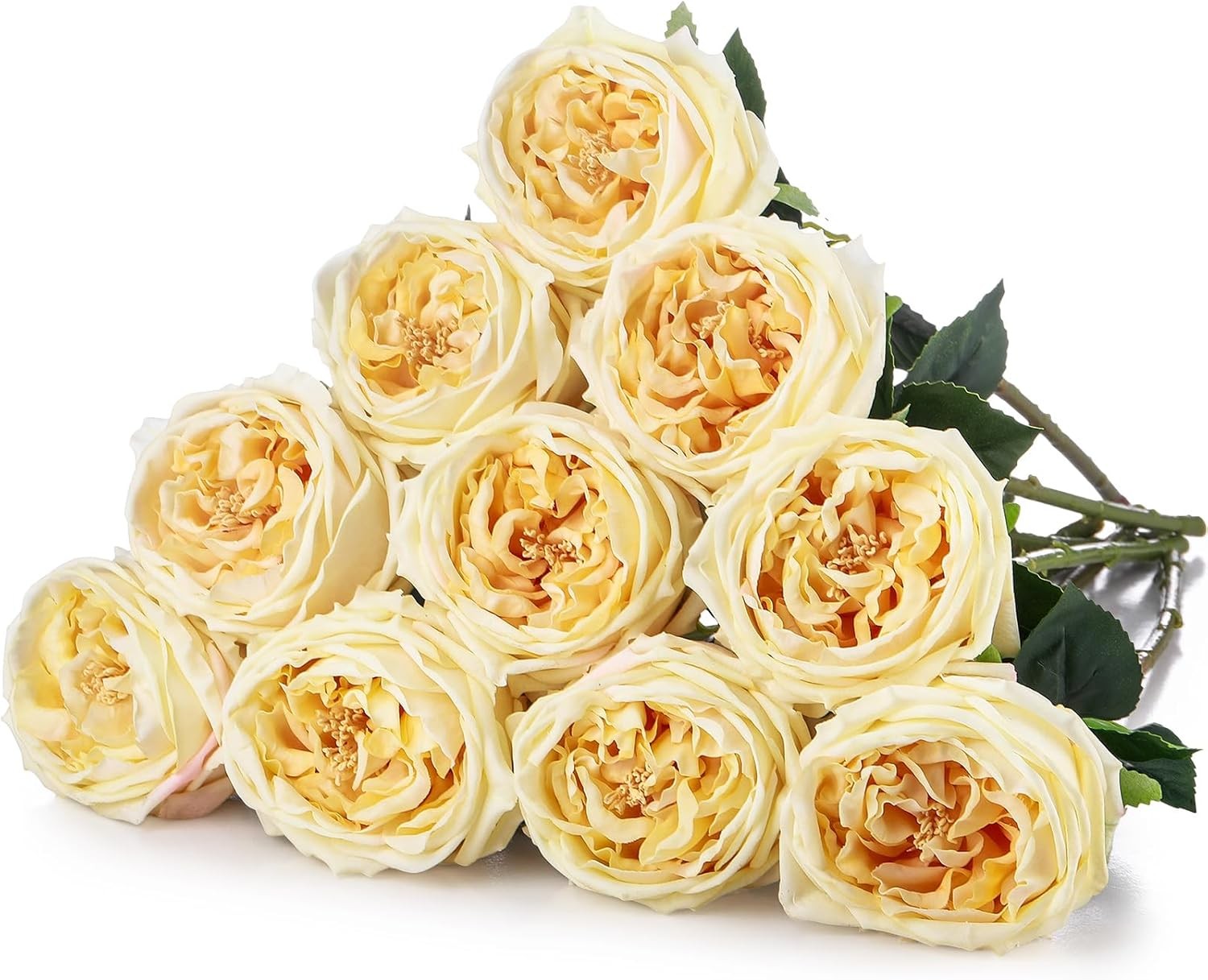 10pcs Real Touch Peonies Artificial Flowers, Faux Austin Rose with Long Stem …