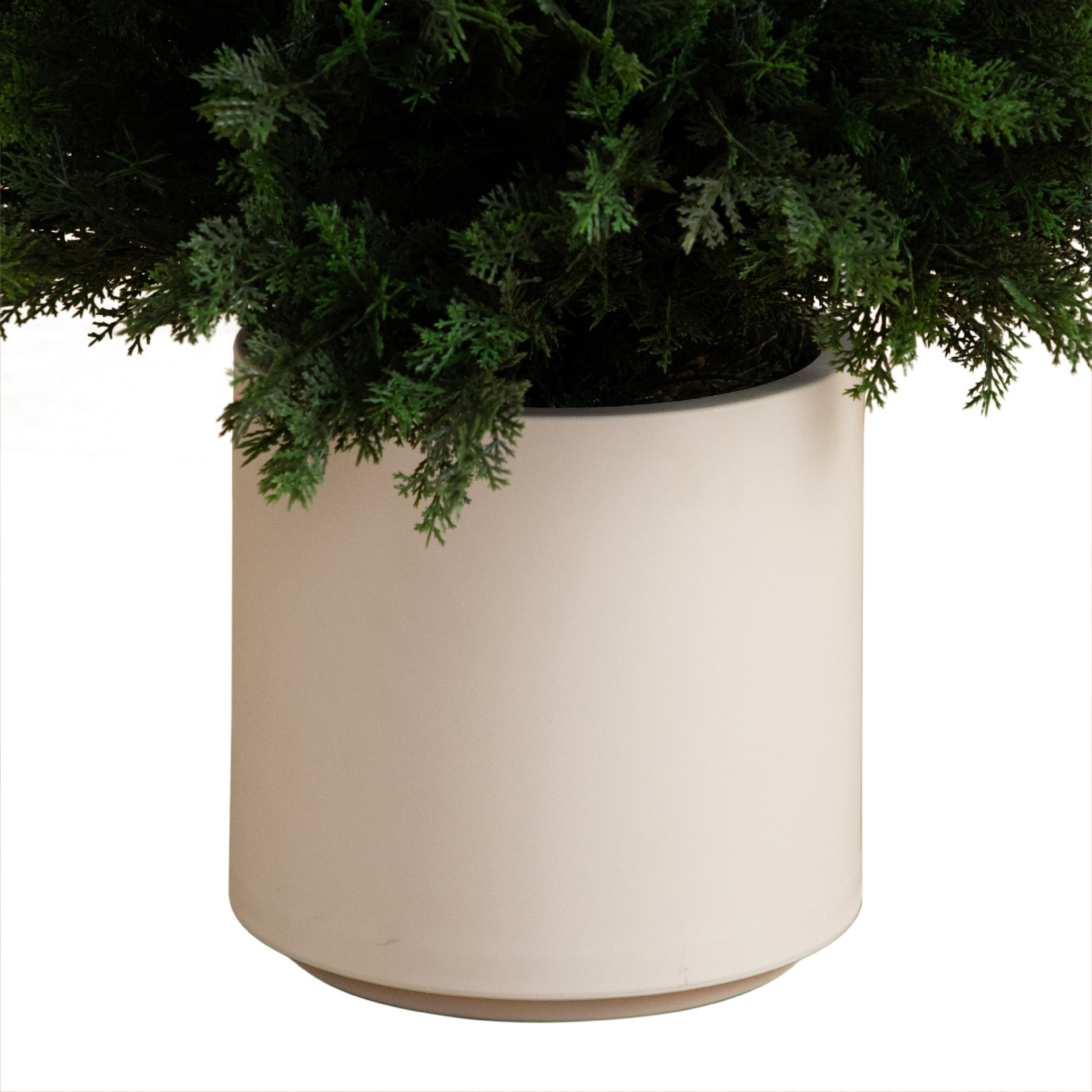 Nearly Natural 5ft UV Resistant Cedar Tree in White Planter in Green