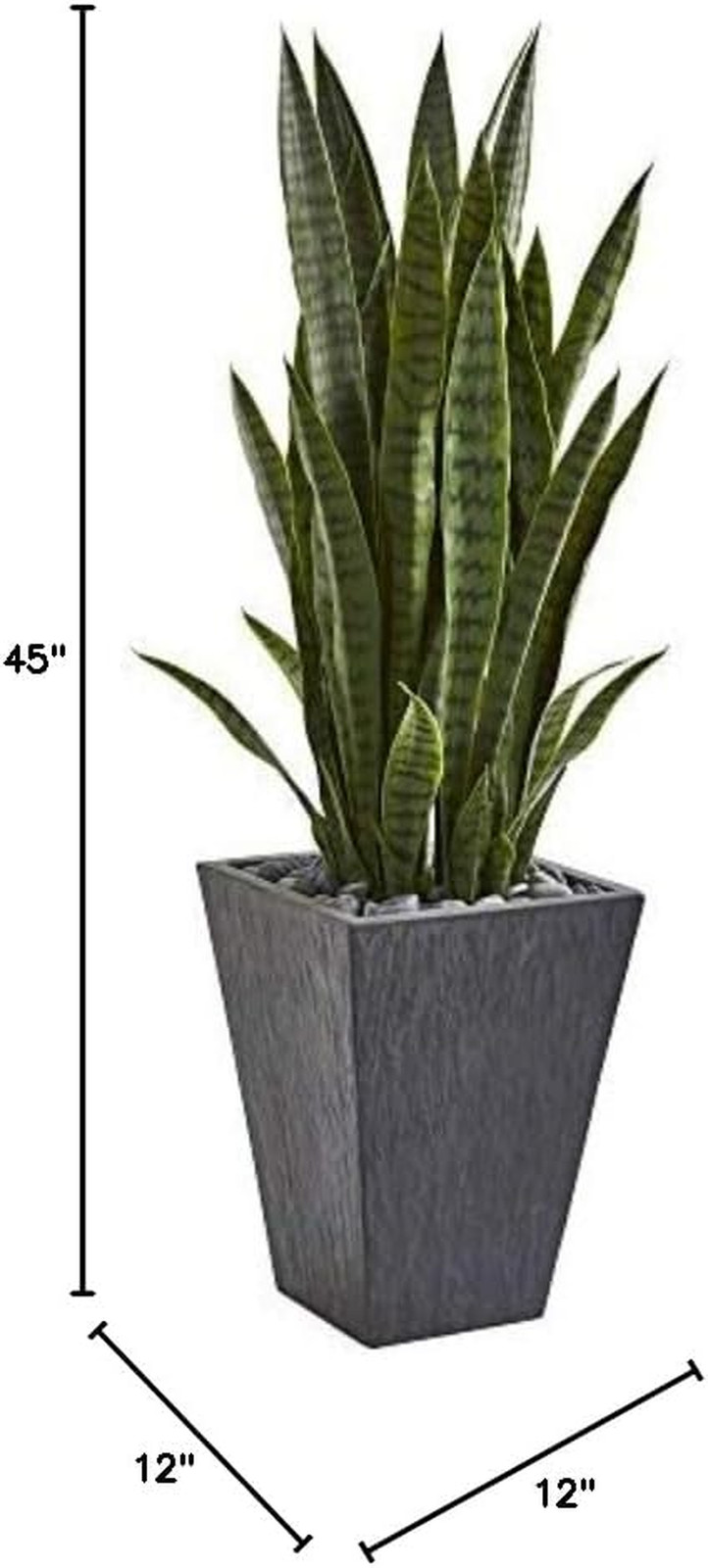 45″ Tall Faux Snake Plant in White Planter – Lifelike Indoor Decor