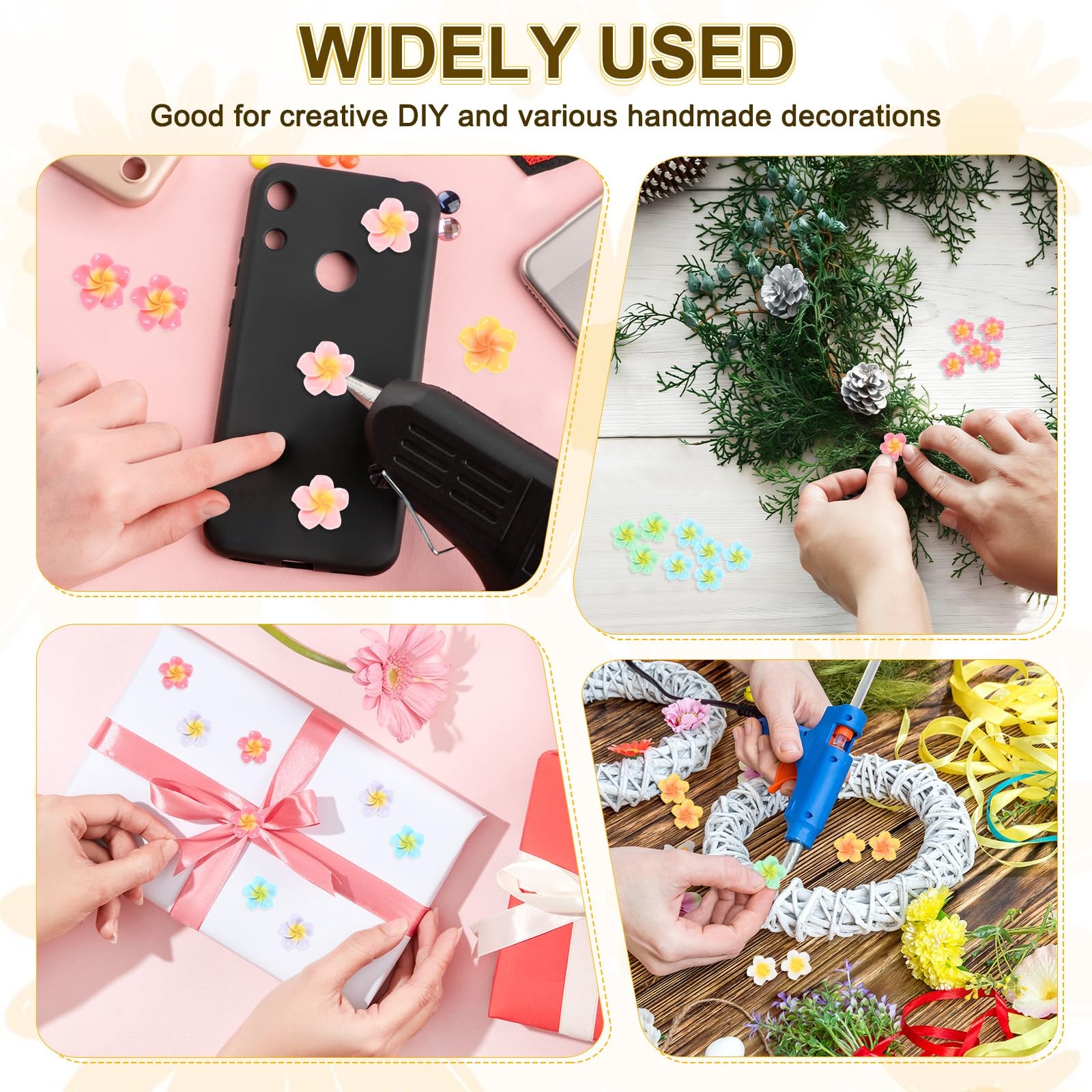 50-Pack Resin Flowers, 0.79inch/2cm Artificial Plumeria Flowers Flatback Mini…