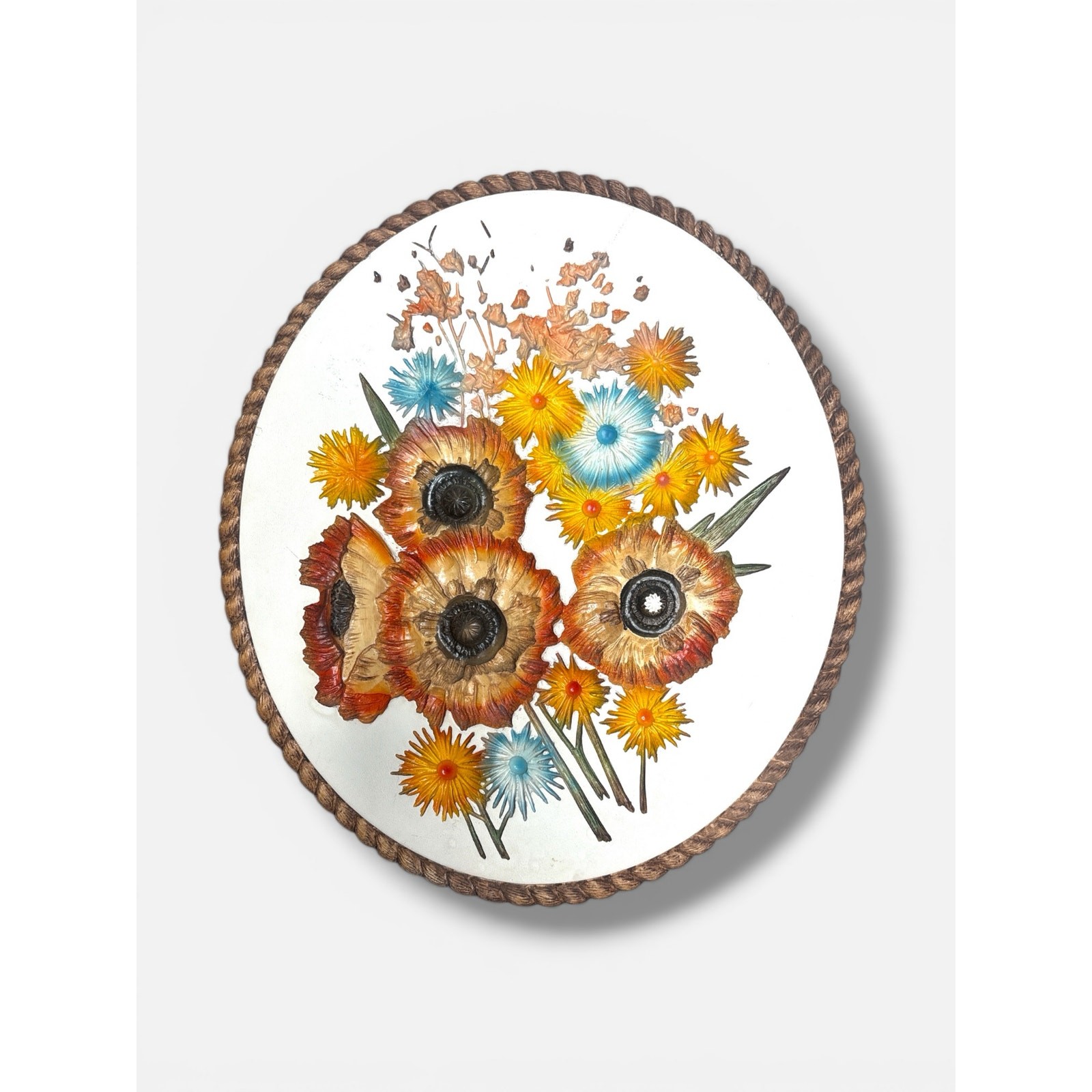Vintage Carved Wood Floral Wildflowers Wall Art Decor Plaque Retro Cottagecore