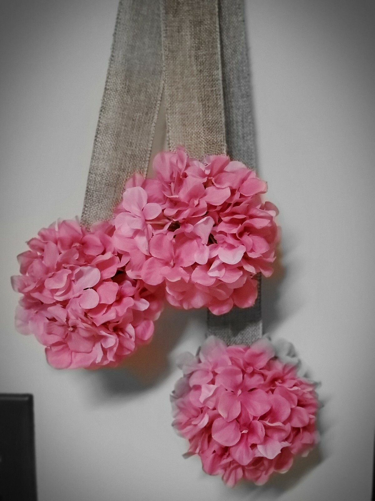 HELLO wreath FLOWER Pink Hydrangeas burlap Decor Front Door Nautical Rope hook