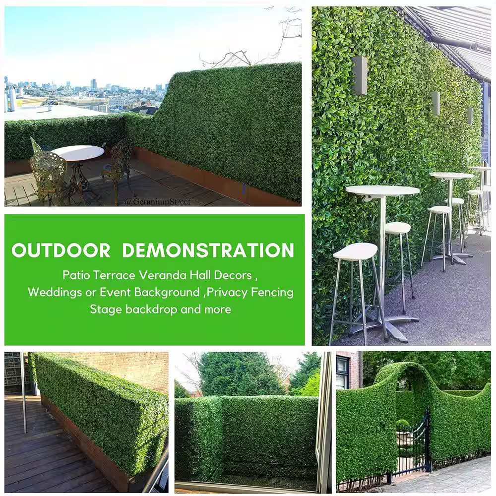 20 In. X 20 in Artificial Boxwood Hedge Greenery Panels Green Wall Decor Milan G