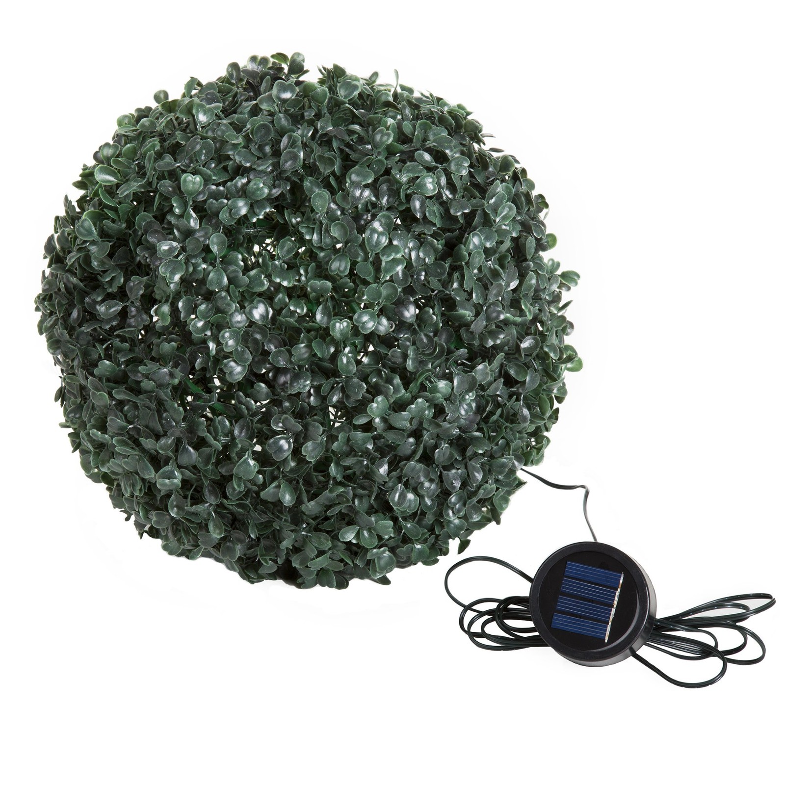 Boxwood Plant – 11in Faux Outdoor Topiary Pre-Lit with Solar LEDs – Artificia…