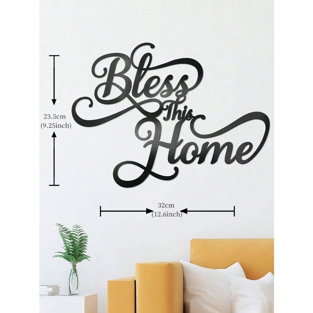 “Bless This Home” Metal Wall Art – Rustproof Farmhouse Housewarming Home Decor