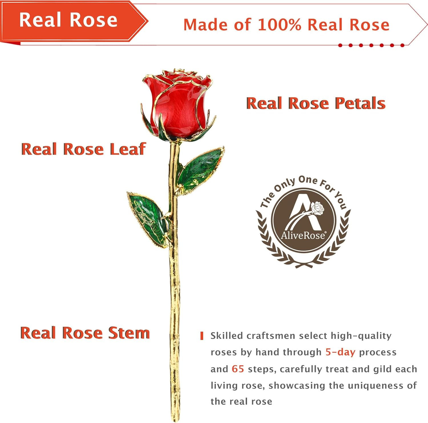 24K Gold Dipped Rose Gift Set with Crystal Vase for Her