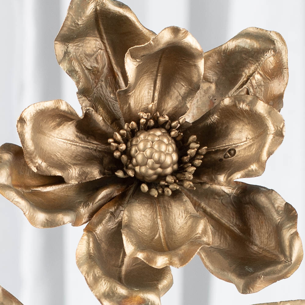 Set of 4 Antique Gold Artificial Magnolia 26″ Stems with 4-1/2″ Blooms