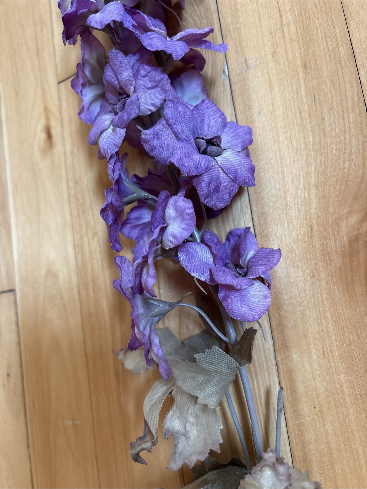Vintage Plastic Large Purple Larkspur Flower Stems – Case of 12 – New Old Stock
