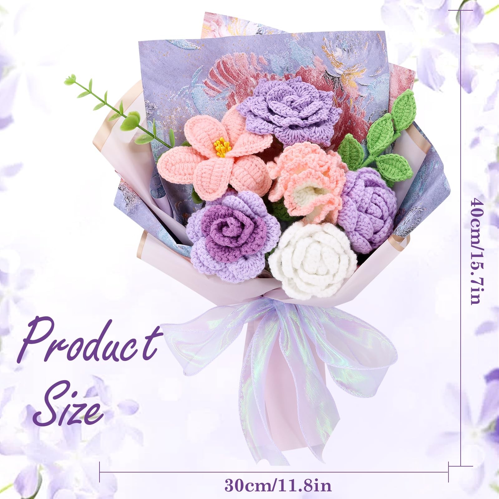 Crochet Flowers, Finished Bouquet, Cotton Thread, Handmade, Gift for Lover, F…