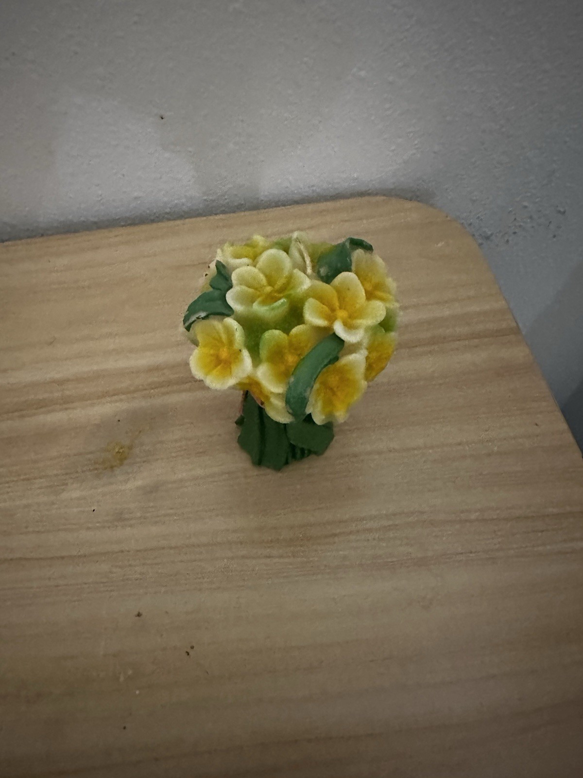 Vintage Flower Bouquet Shaped Candle Unburned Yellow Primrose Retro Kitsch Decor