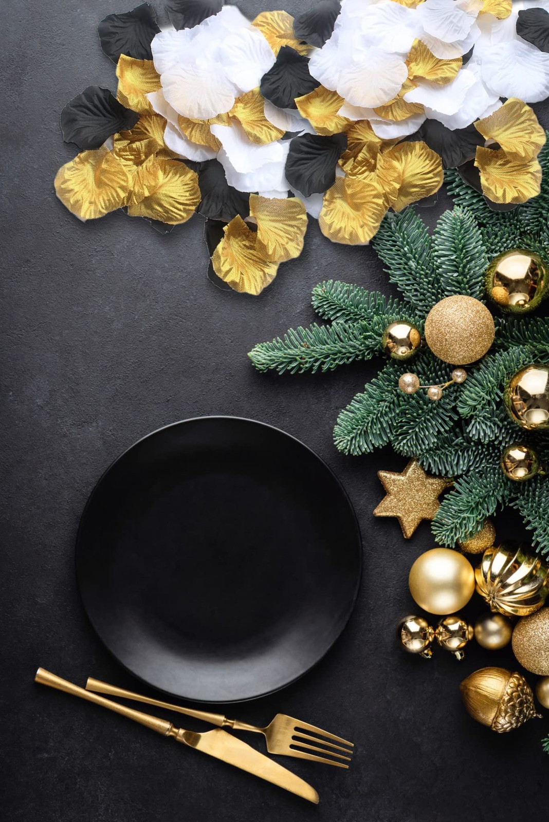 Artificial Silk Flower Petals 900 PCS Gold White Black Centerpiece Confetti