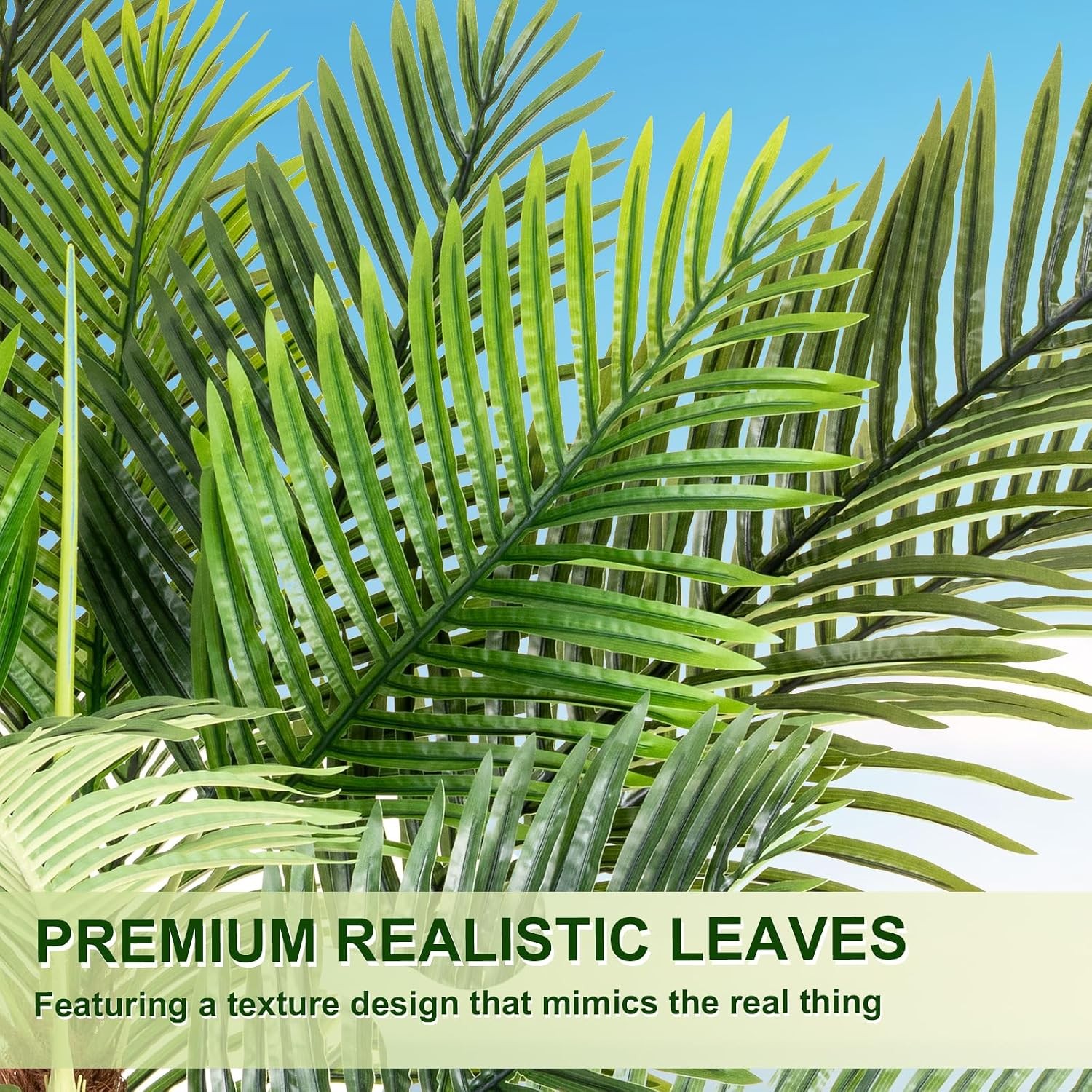 8FT Faux Palm Tree Artificial Golden Cane Palm Tree Outdoor Indoor Fake Tree