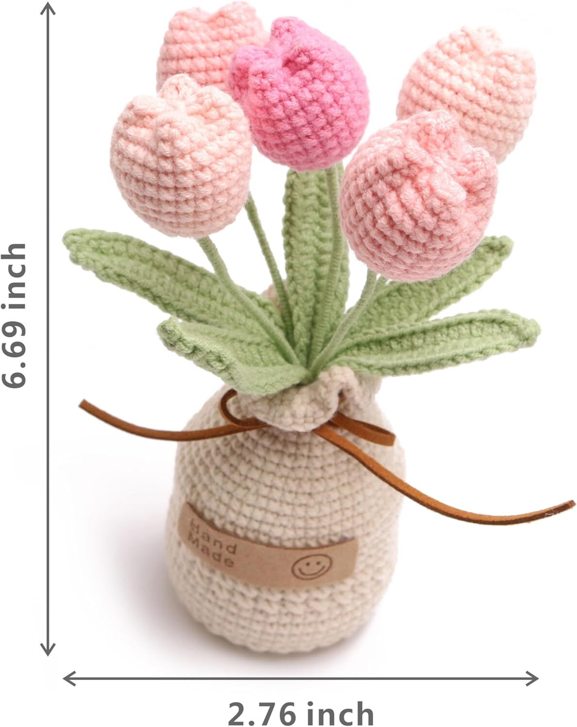 Crochet Woven Tulips with Wool,Simulation Plant Crochet Hand-Woven Flowers
