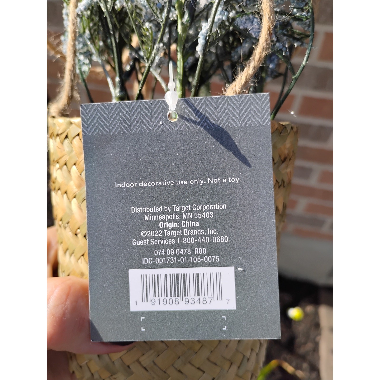 Faux Hanging Lavender Plant Basket Boho Woven Planter Spring Decor