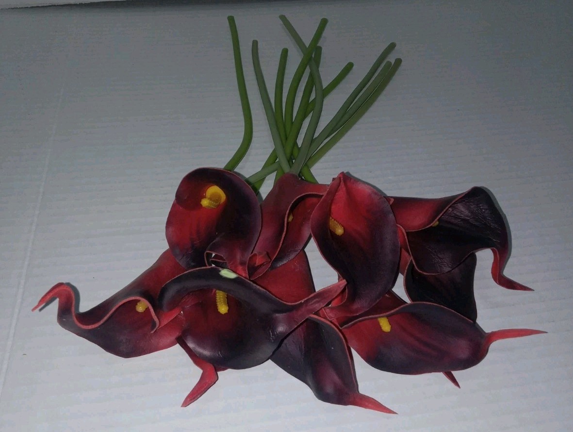 10~Stem Bundle Of Brick Red Real Touch 12″ CALLA LILLIE Artificial Flowers