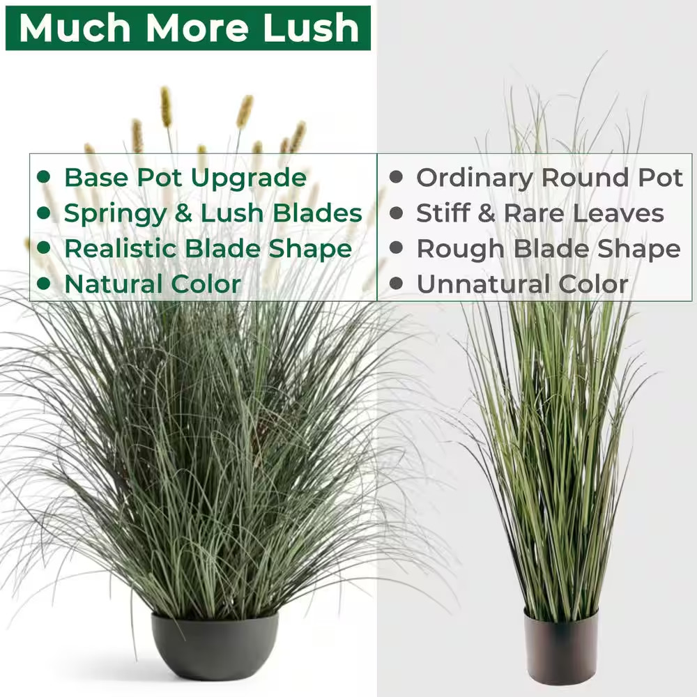Onion Grass 4 In. Green Artificial Plant Reed Grass Indoor Outdoor Decor Faux Po