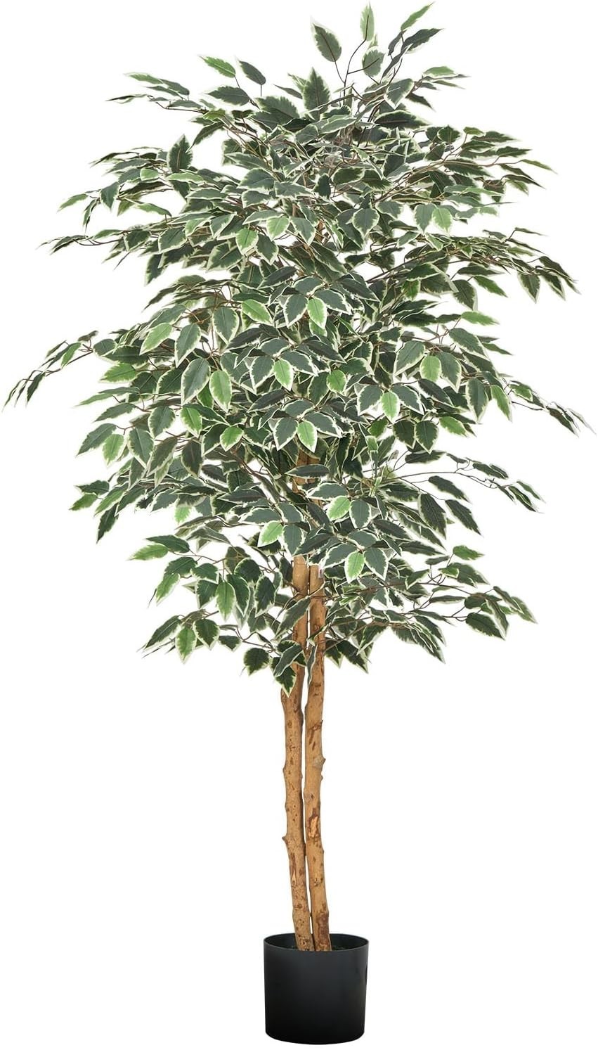 5FT Artificial Ficus Tree with Black Pot, Tall Faux Ficus Plant with Natural …