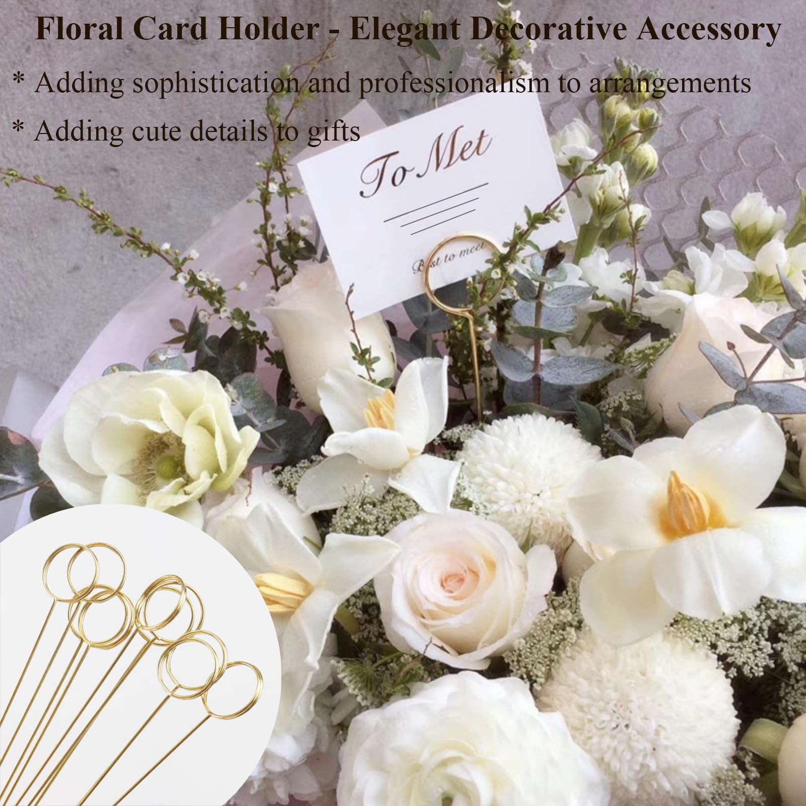 30Pcs Floral Picks, Golden 13.4inch Metal Wire Flower Plant Place Sticks Gift…