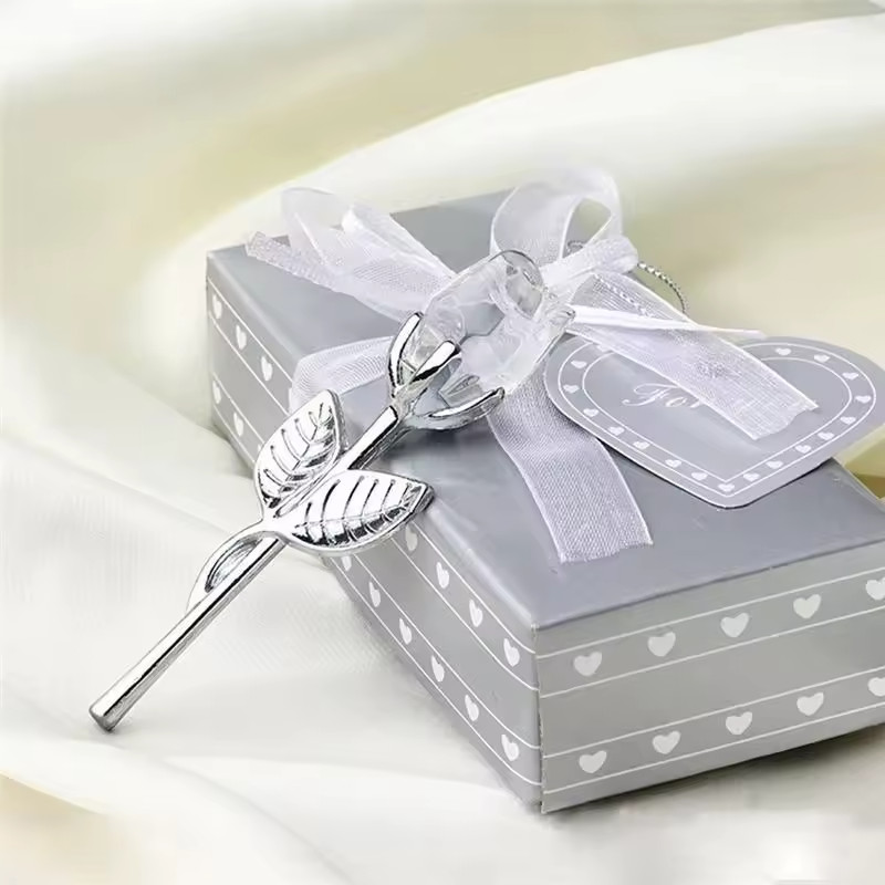 Crystal Glass Rose Figurine 6 Colors Romantic Gift Wedding Home Decor Free Ship