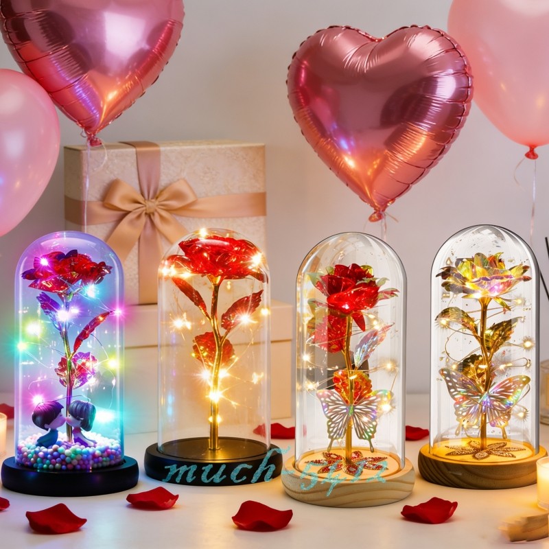 Eternal Galaxy Rose In Glass Dome LED Light Forever Gift Flower Valentine’s Day