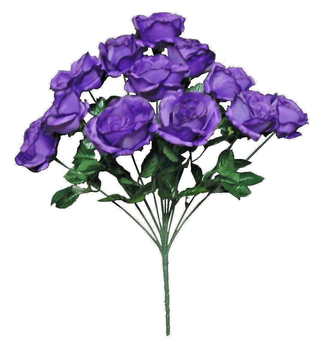 Purple 12-4″ Rose 21″ Bush Silk Flower Home Wedding Decor Craft Art Outdoor US