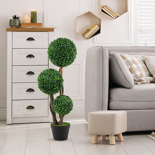 36 Inch Tall Artificial Boxwood Topiary Tree in Pot – Color: Green – Size: 36 in