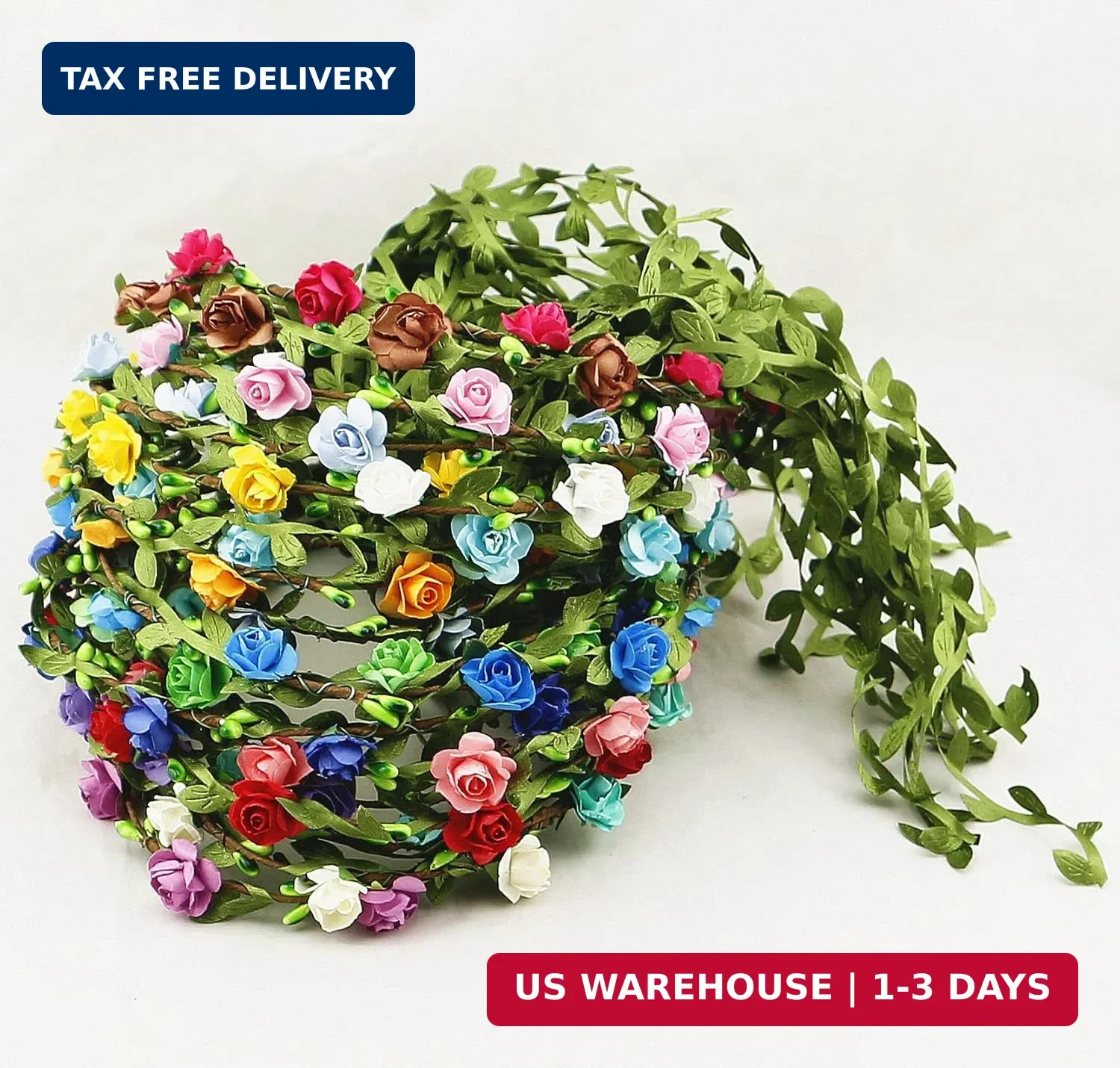 10 PCS Flowers Crown Floral Garland Headband Rose Flower Wreath For Travel And W