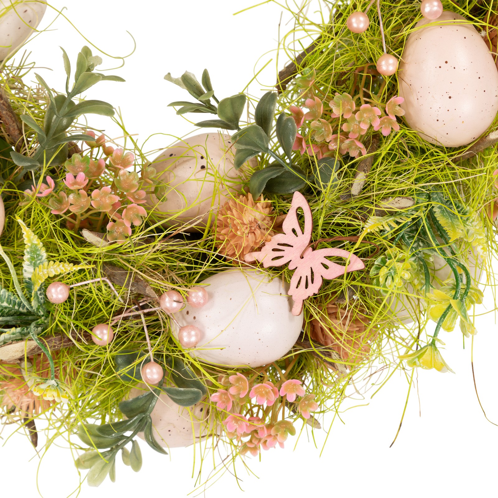 Northlight Easter Eggs with Butterflies Artificial Spring Wreath 13″ Green Pink