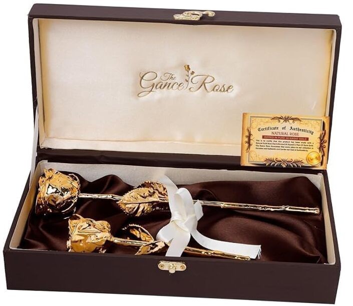 Handmade 24K Dipped Rose | Antique Shiny & Real Combo 7 Inch & 11 Inch Gold