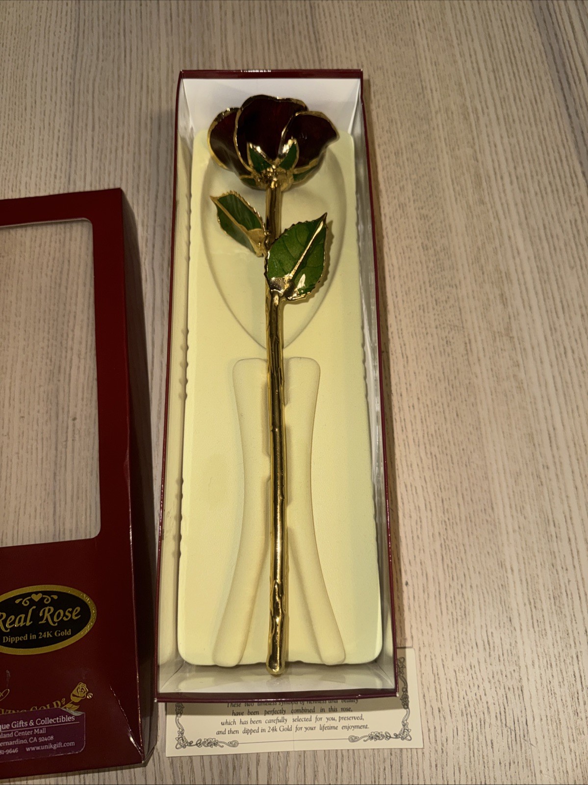 LIVING GOLD REAL ROSE DIPPED IN 24K YELLOW GOLD BOXED
