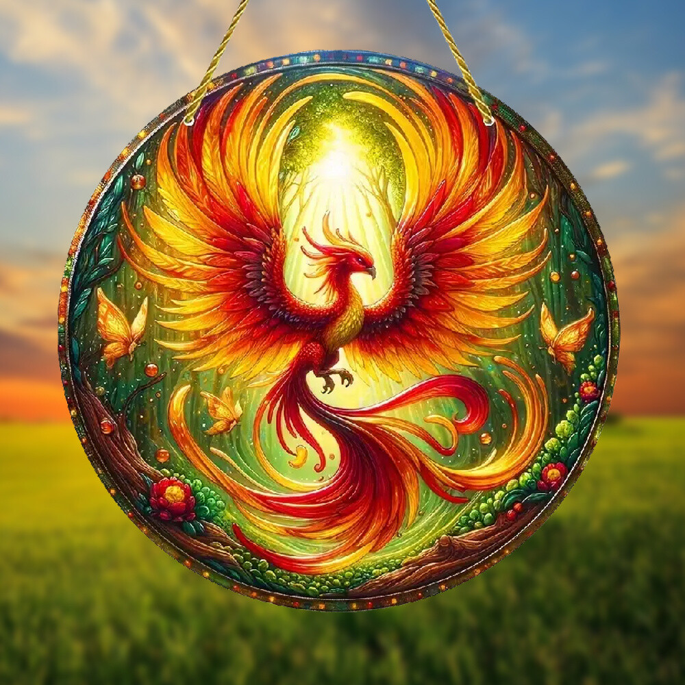Bathing Fire Phoenix Acrylic Hanging Decoration Home Decor Housewarming Gift