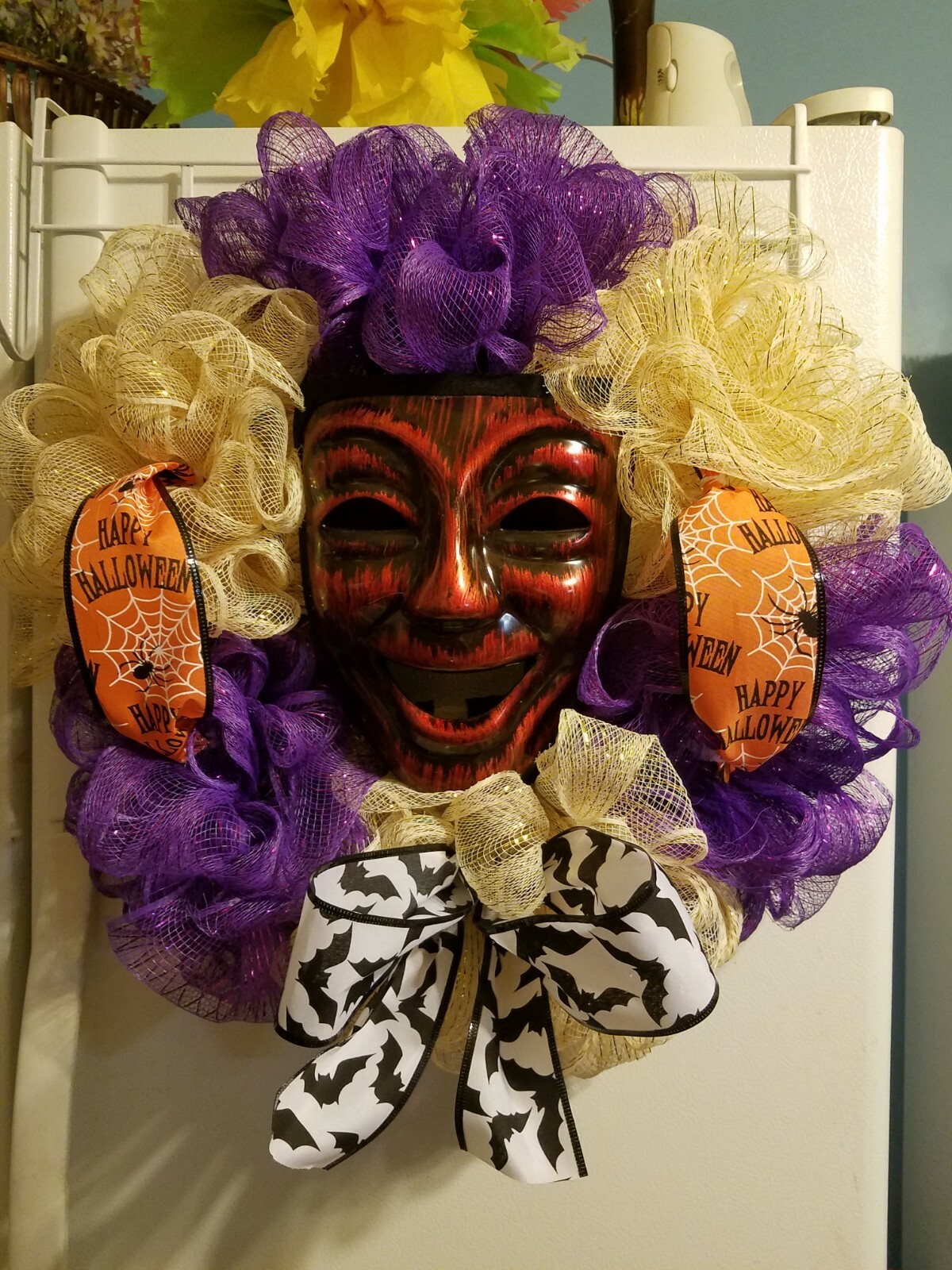 Handmade Rustic finish skull mask Halloween wreath Please go to my page and see