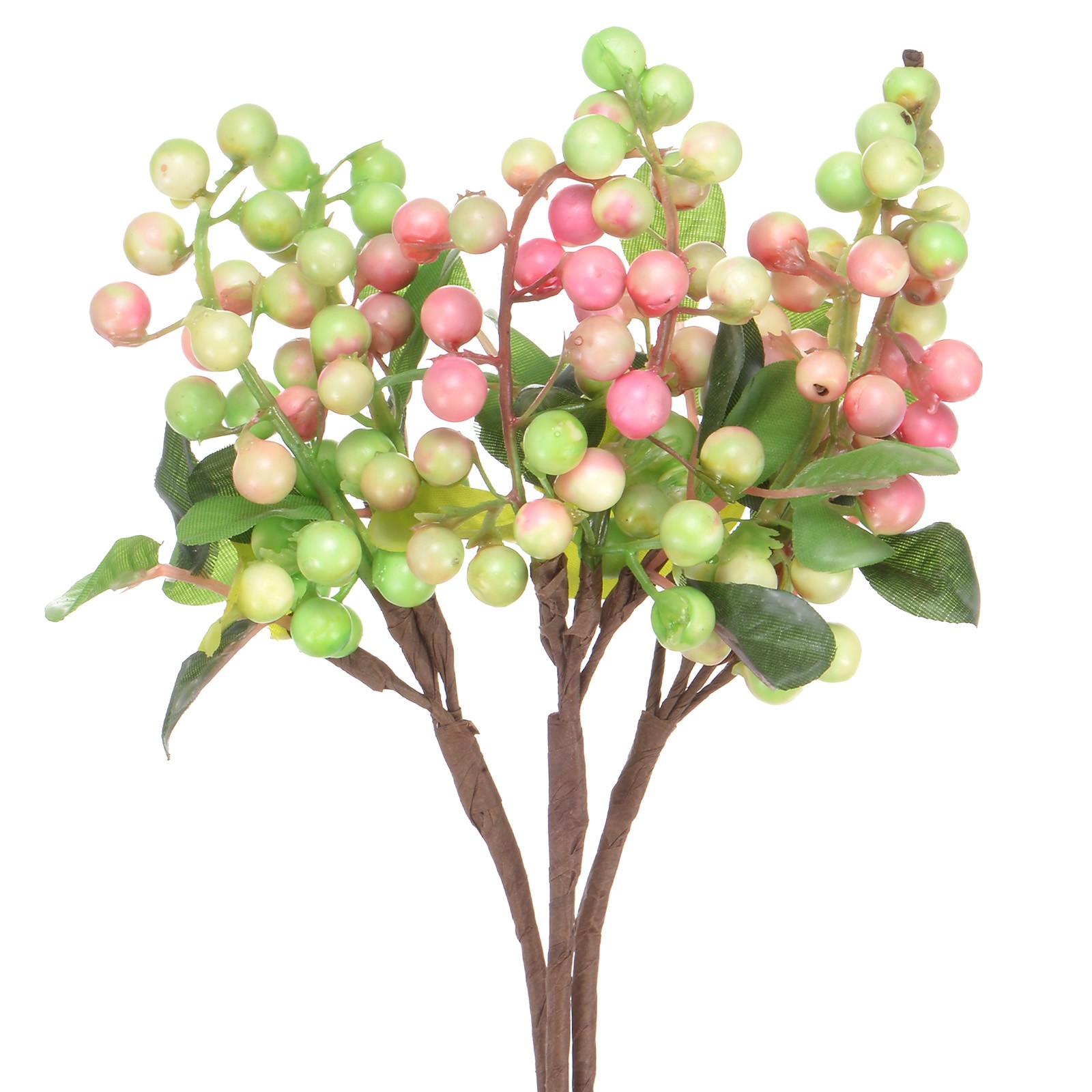 3-Pack Artificial Berry, 9.8 Inch for Home Decor/Wedding [White Pink]