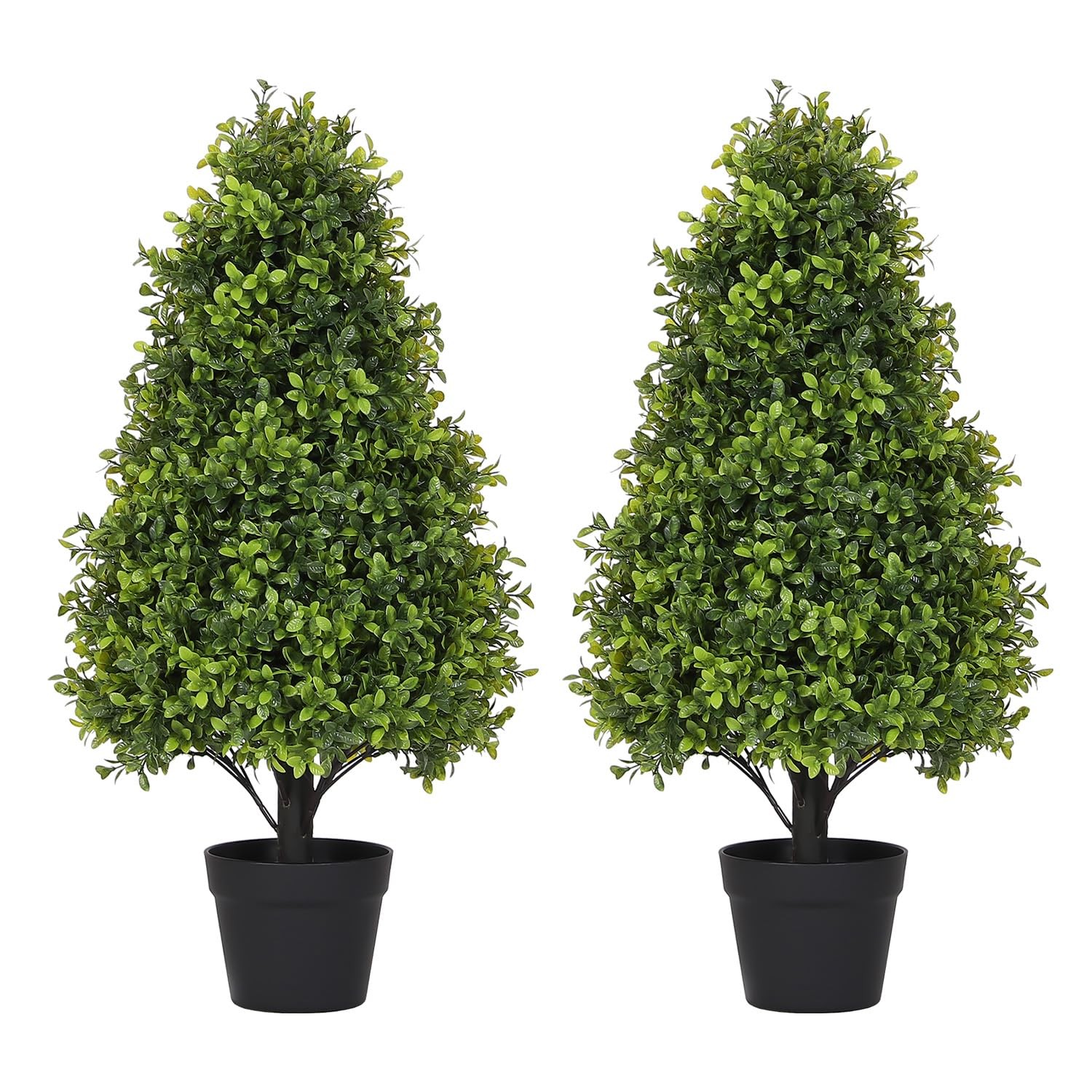 30″ Artificial Boxwood Faux Plants Outdoor, UV Resistant Topiary Trees Realis…