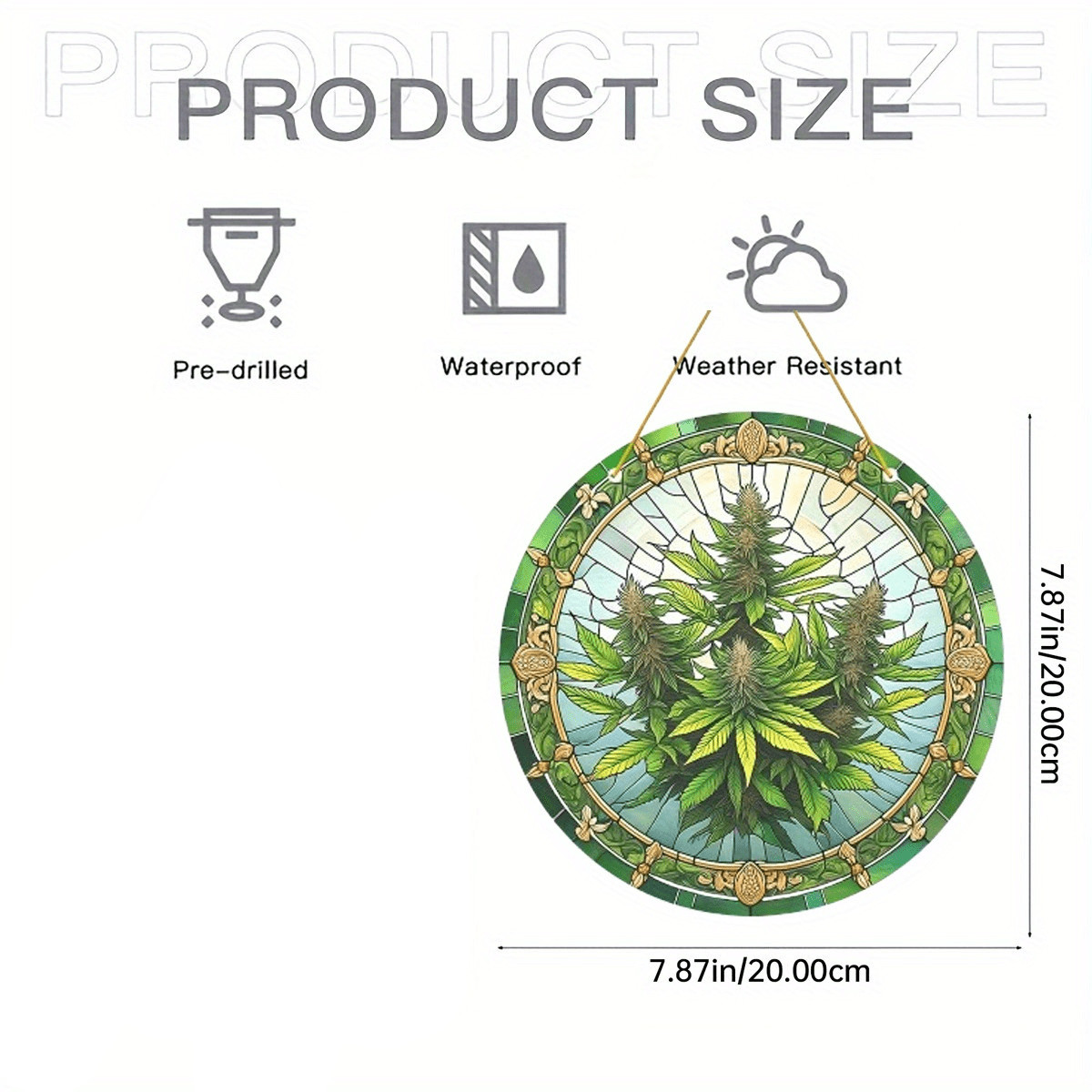 Exuberant Green Grass Plant Acrylic Light Catcher Modern Style Round Design