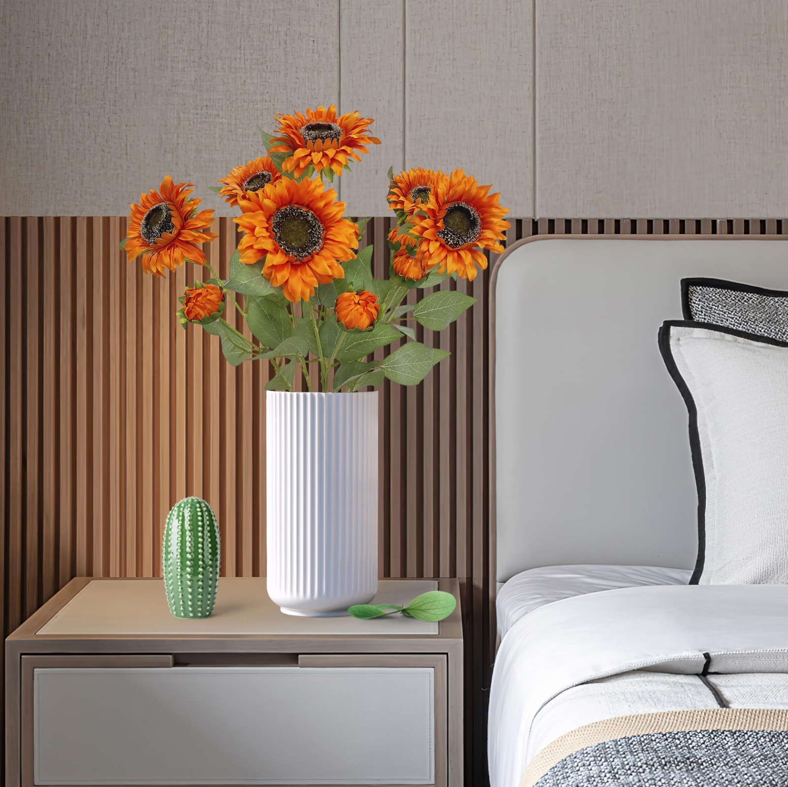 6 Pcs Red Artificial Sunflowers Fake Sun Flowers for Home Decor Wedding