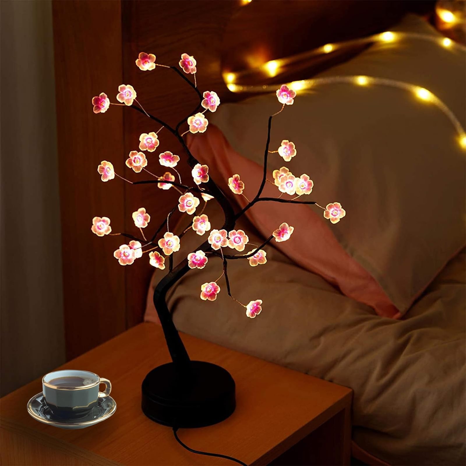 36 LED Cherry Blossom Sparkly Fairy Spirit Tree Lights, DIY Artificial Tree B…