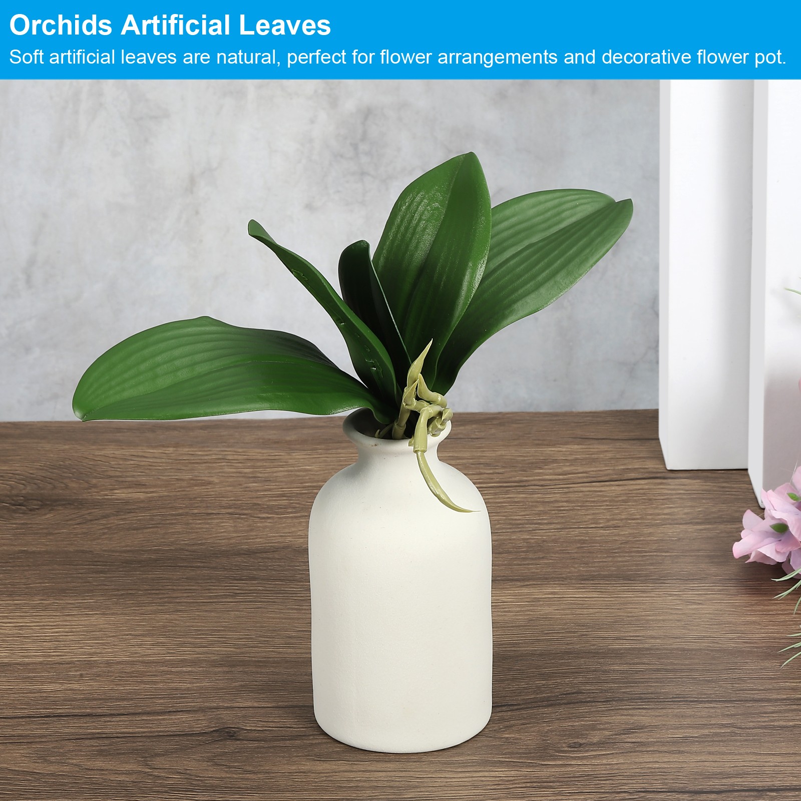 6 Pcs 5.5 Inch Faux Orchid Leaves 5 Petals Artificial Leaf with Stems