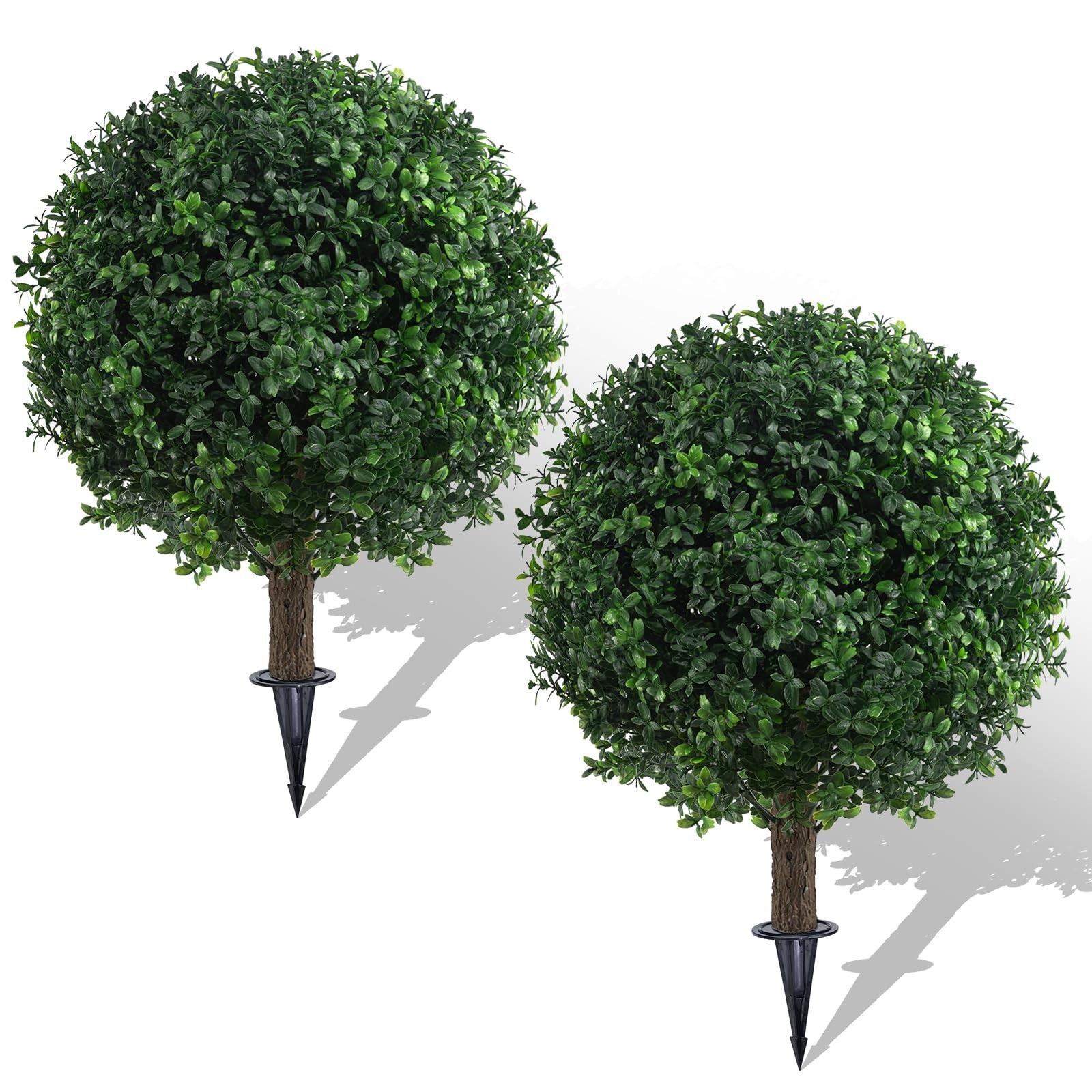 AOKIIE 24″ Artificial Boxwood Topiary Bushes UV Resistant Outdoor 2PCS Boxwood